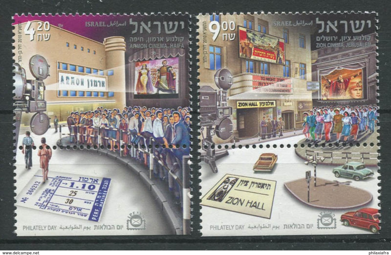 Israël 2010 Mi. 2176-2177 Neuf ** 100% Cinémas Historiques - Unused Stamps (with Tabs)