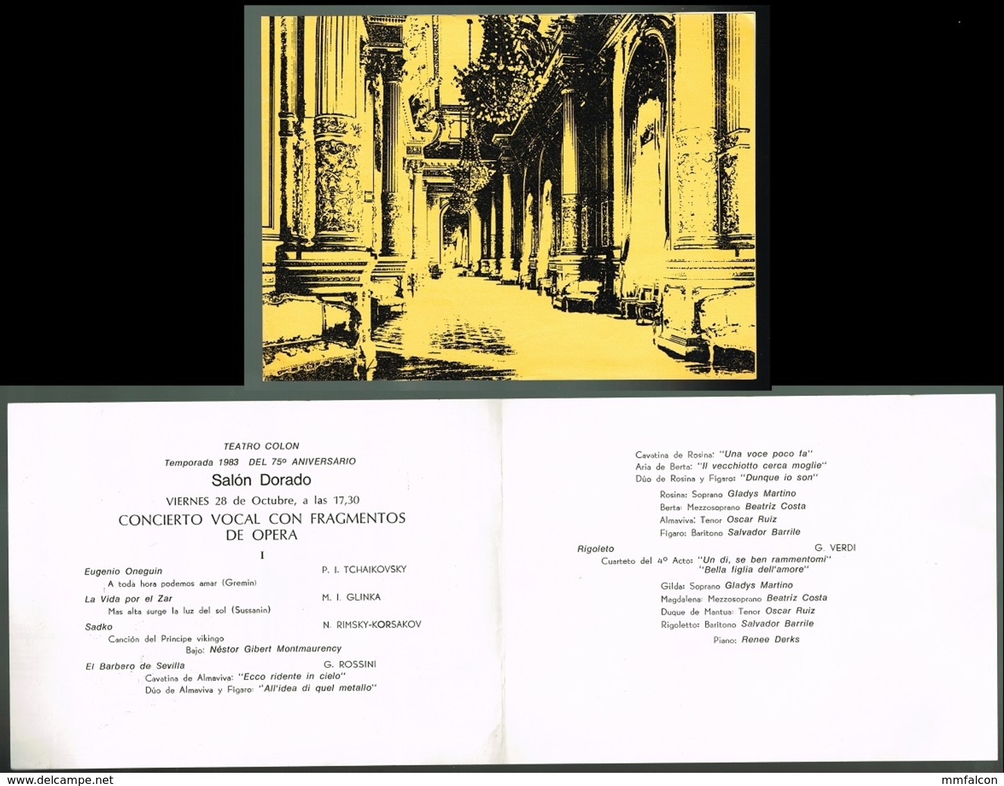 X34 OPERA BALLET - 1983 Teatro Colon 1 Booklet Unsigned / Concierto Vocal Con Fragmentos De ópera - Autres & Non Classés