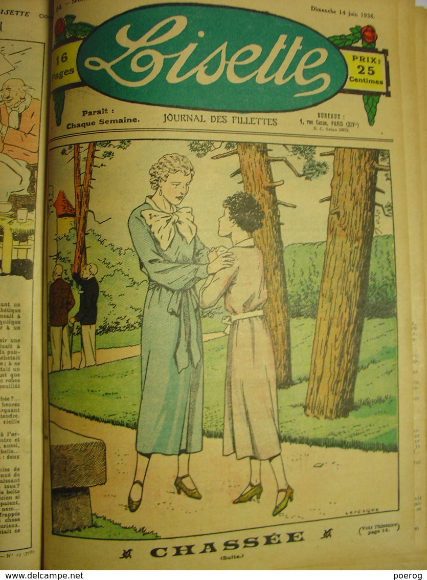 LISETTE ALBUM n°18 de 1936 - n°1 à 24 - JANVIER à JUIN 1936 - AVANT GUERRE - CHASSEE ANDRE HENRY & LEVESQUE