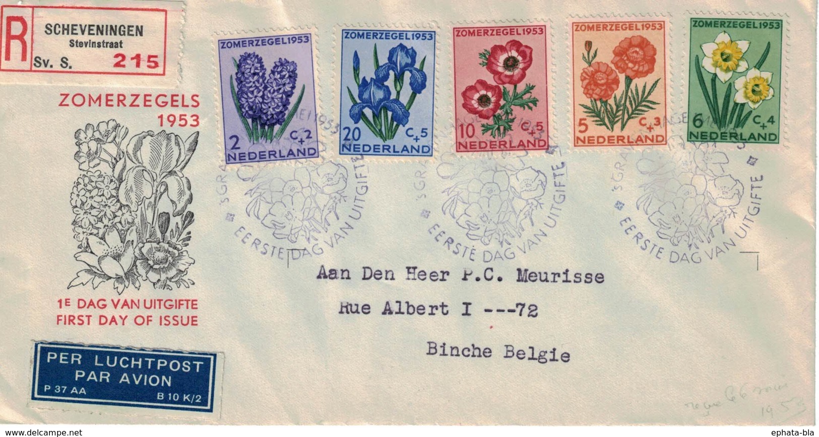 Nederland. FDC. 1953. Thème: Fleurs - FDC