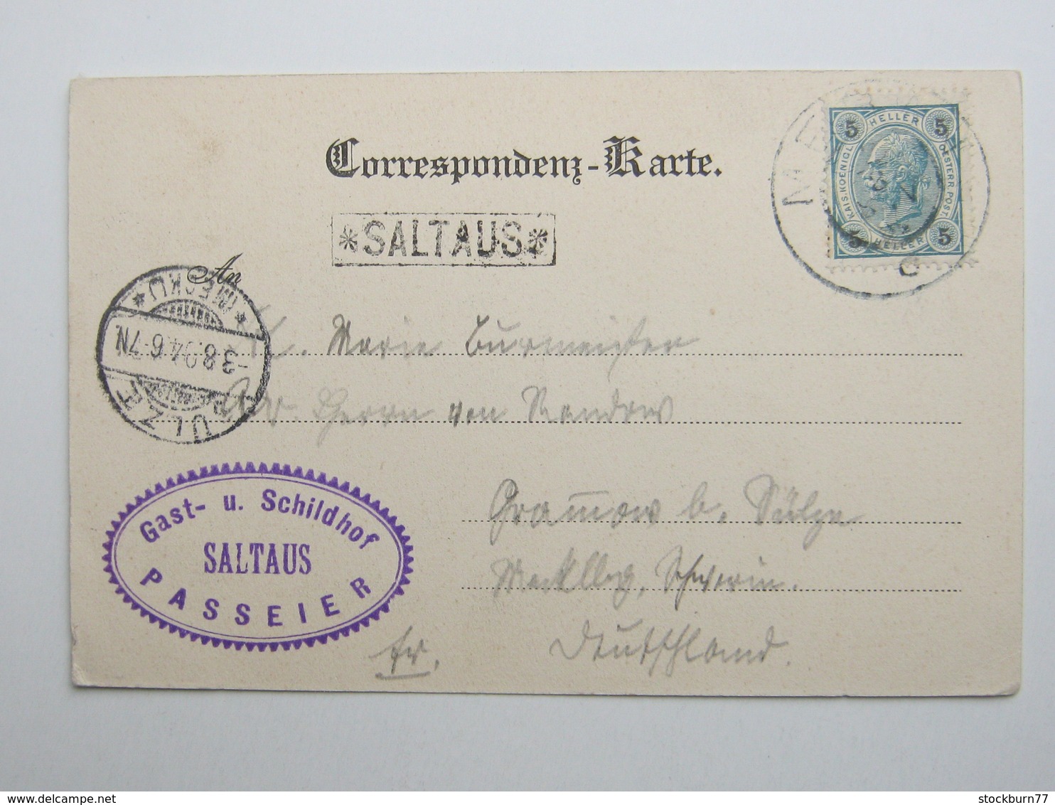 Saltaus  Klarer Stempel  Auf Ansichtskarte :  Saltaus Schildhof,1904 - Lettres & Documents