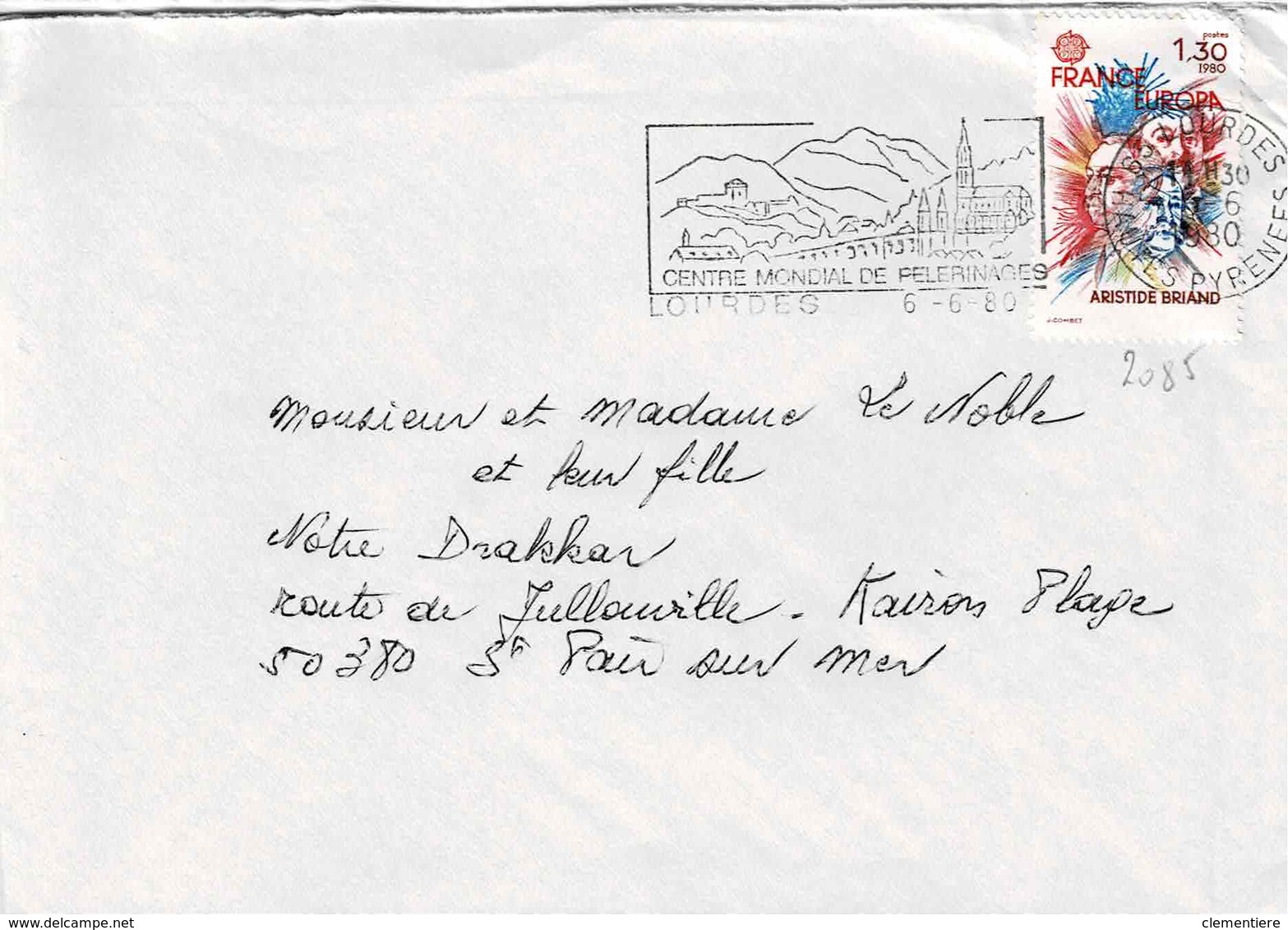 TP N° 2085 Seul  Sur Enveloppe De Lourdes - 1961-....