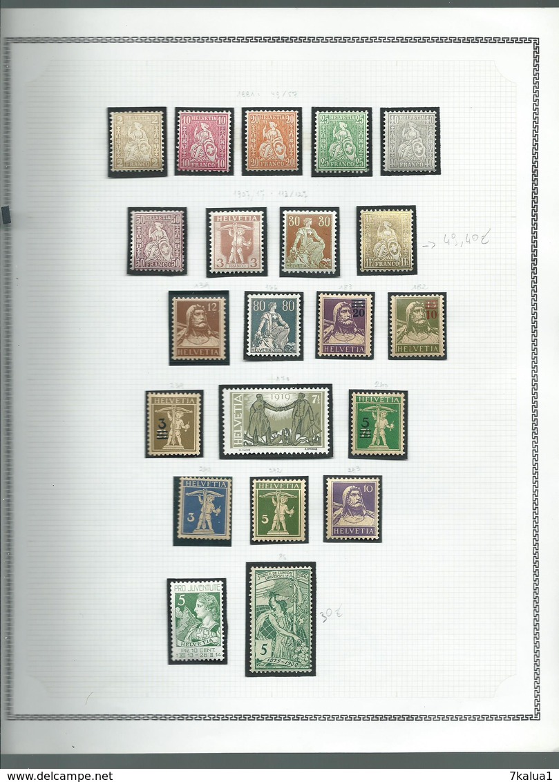 SUISSE. Collection De Neufs Sur Charnière Sur 17 Pages. - Collections (en Albums)