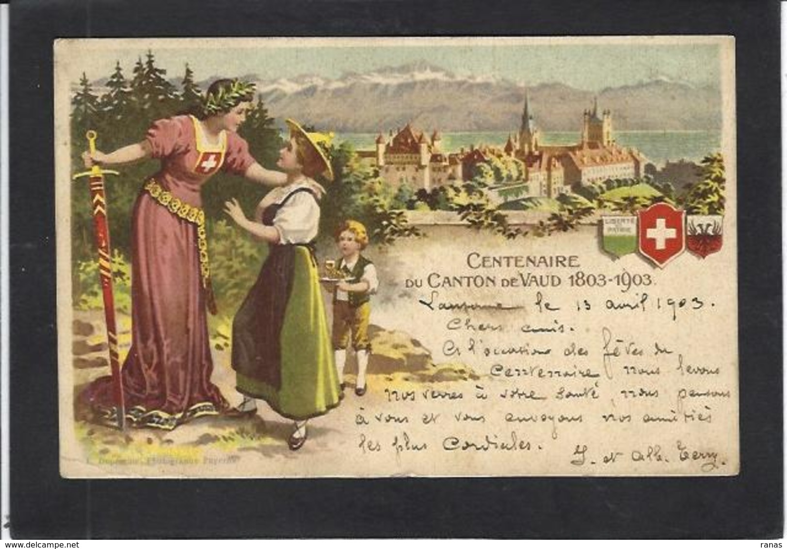 CPA  Suisse Helvétia Schweiz Svizzera Circulé En 1903 VAUD - Sonstige & Ohne Zuordnung