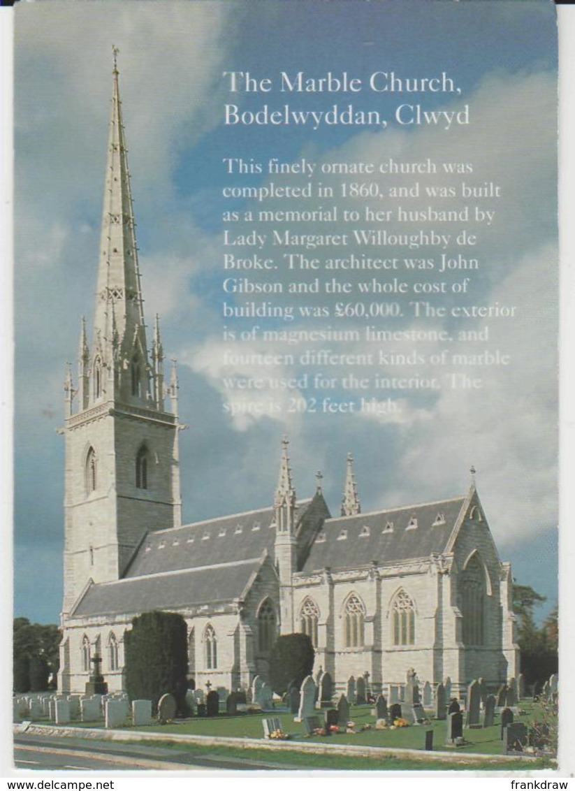 Postcard - Churches - The Marble Church, Bodelwyddan Clwyd - Posted 1st Sept 1997 Very Good - Unclassified