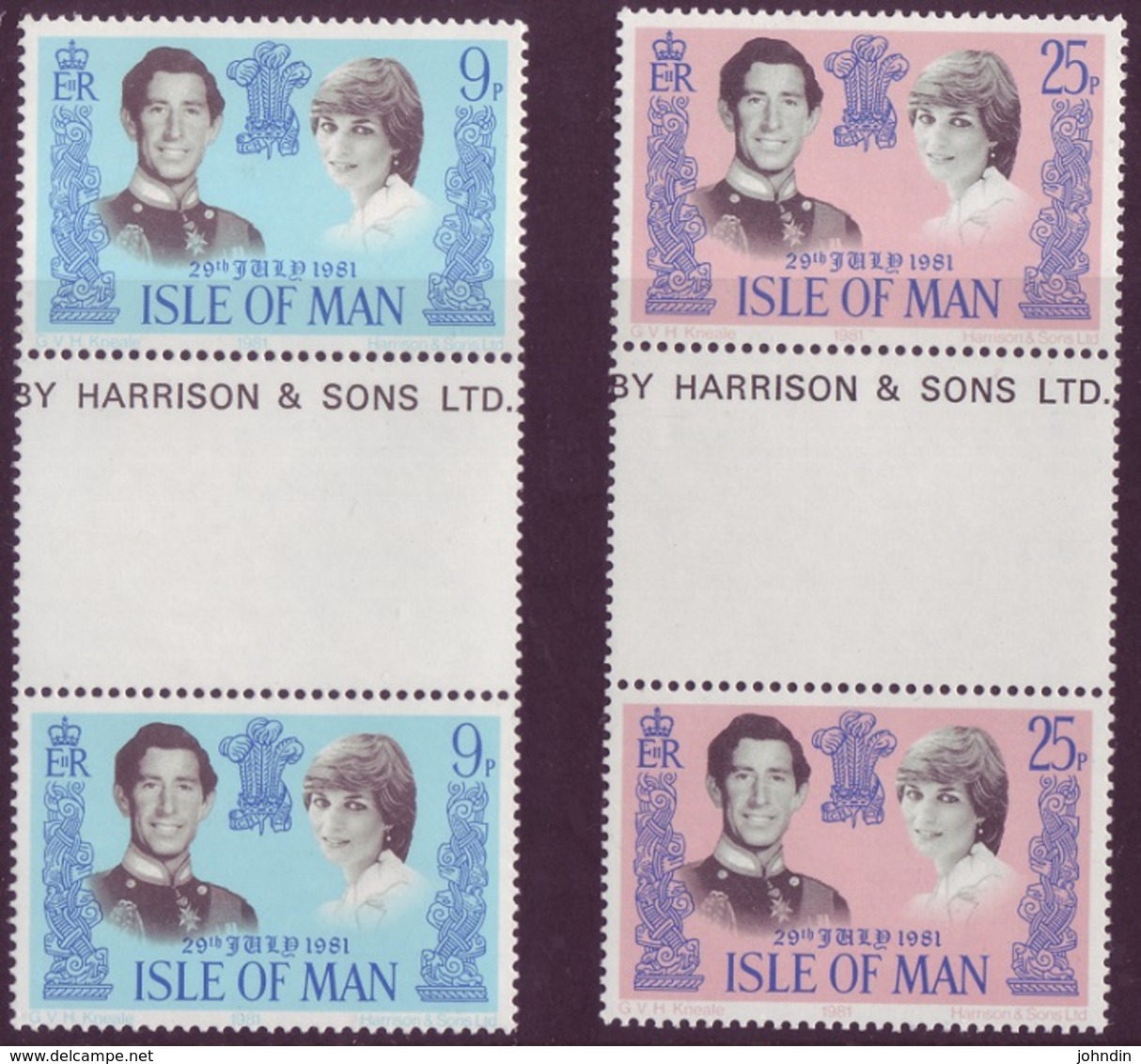 Isle Of Man 1981 Prince Charles And  Princess Diana Royal Wedding Gutter Pairs SG 202-203 - UM/MNH - IOM - Isle Of Man