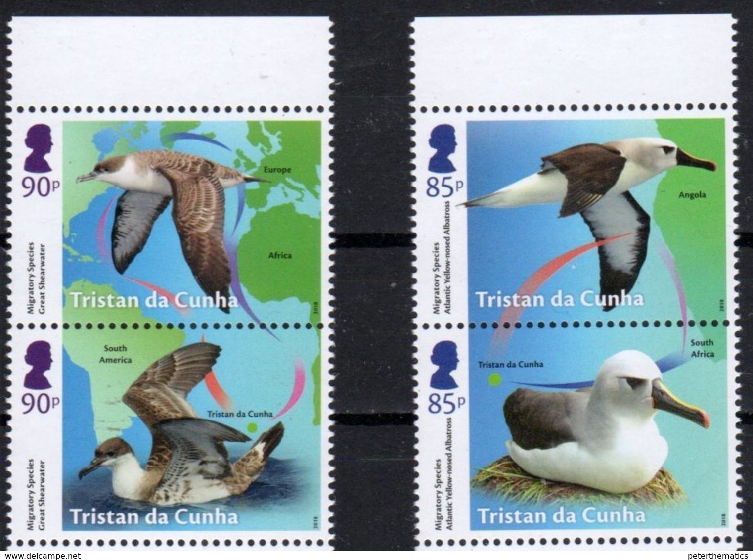 TRISTAN DA CUNHA, 2018, MNH, MIGRATORY SPECIES, BIRDS, ALBATROSS, 4v - Other & Unclassified