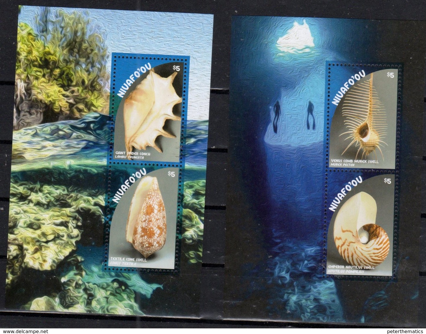 NIUAFO'OU , 2018, MNH,SHELLS, 2 S/SHEETS - Coneshells