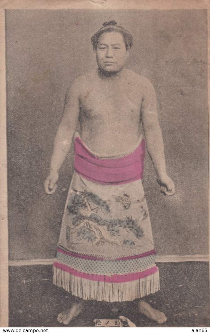 Sumo Wrestling, Japan Sports, Wrestler In Traditional Fashion Ceremonial Portrait, C1910s Vintage Postcard - Wrestling