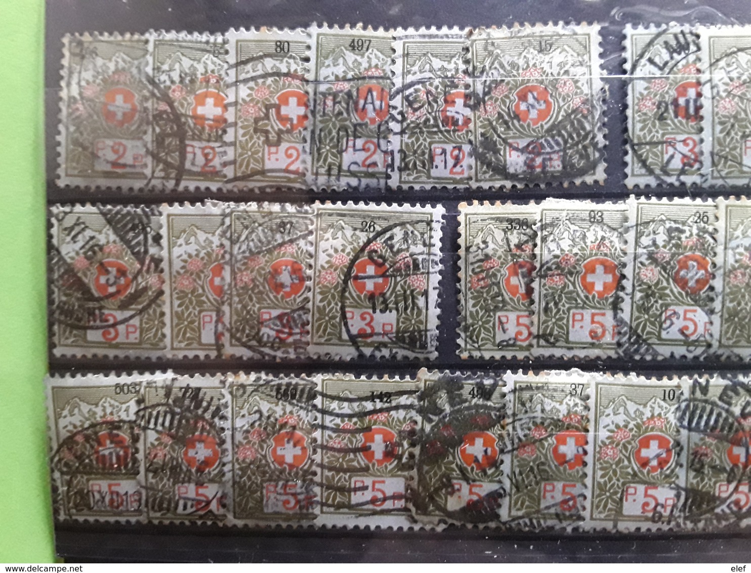 SUISSE / SCHWEIZ FRANCHISE, Etude De 42 Timbres Yvert 2 A,3 A,4 A,5 A  , Obl Tous Avec Numéros Différents,  Ensemble  TB - Franchise