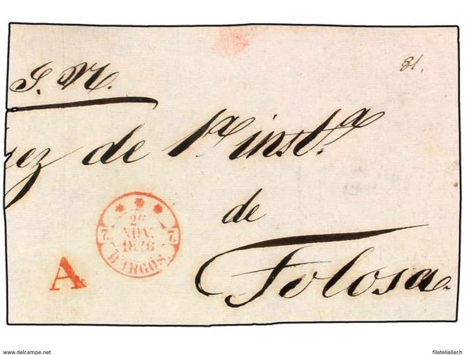 SPAIN: PREPHILATELIC MARKS  DP07 BURGOS - ...-1850 Prephilately