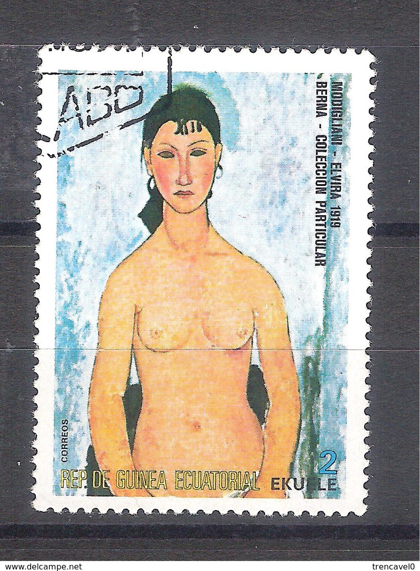 Guinea Ecuatorial 1972-Modigliani, Elvira 1919 -1 Sello Usado - Equatorial Guinea