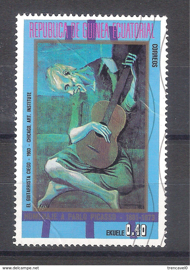 Guinea Ecuatorial 1973-Pablo Picasso,Guitarrista -1 Sello Usado Serie Pintores Famosos - Guinea Ecuatorial