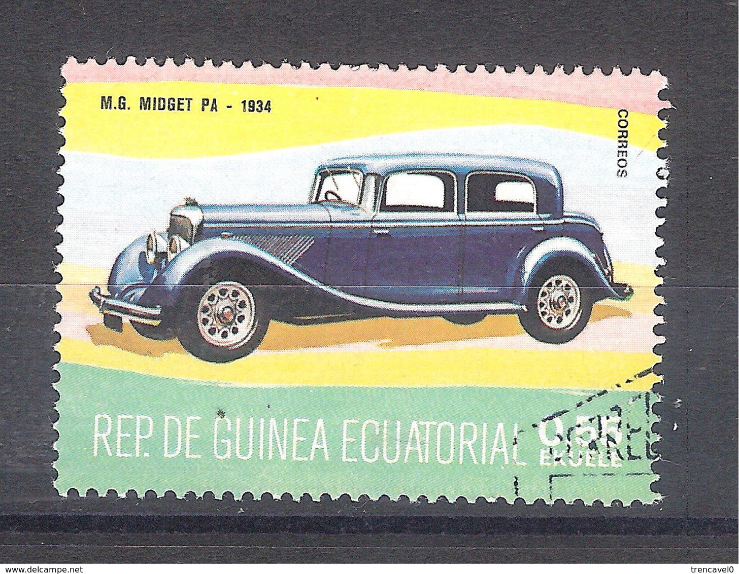Guinea Ecuatorial 1977-Coches Antiguos MG MIdget Pa-1 Sello Usado - Guinea Ecuatorial