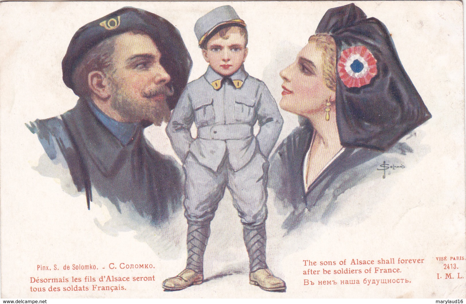 Guerre 14-18 - Patriotique " Désormais Les Fils D'Alsace Seront Tous..." Illustration Solomko - Guerra 1914-18