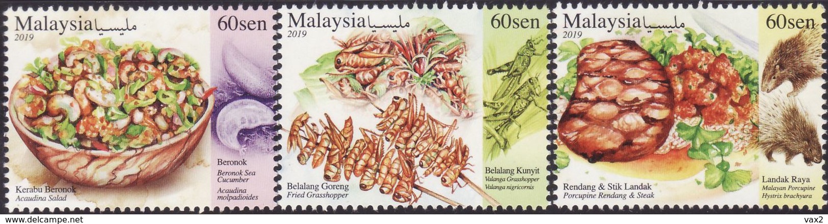 Malaysia 2019-2 Exotic Food MNH Fauna Marine Life Insect - Malesia (1964-...)