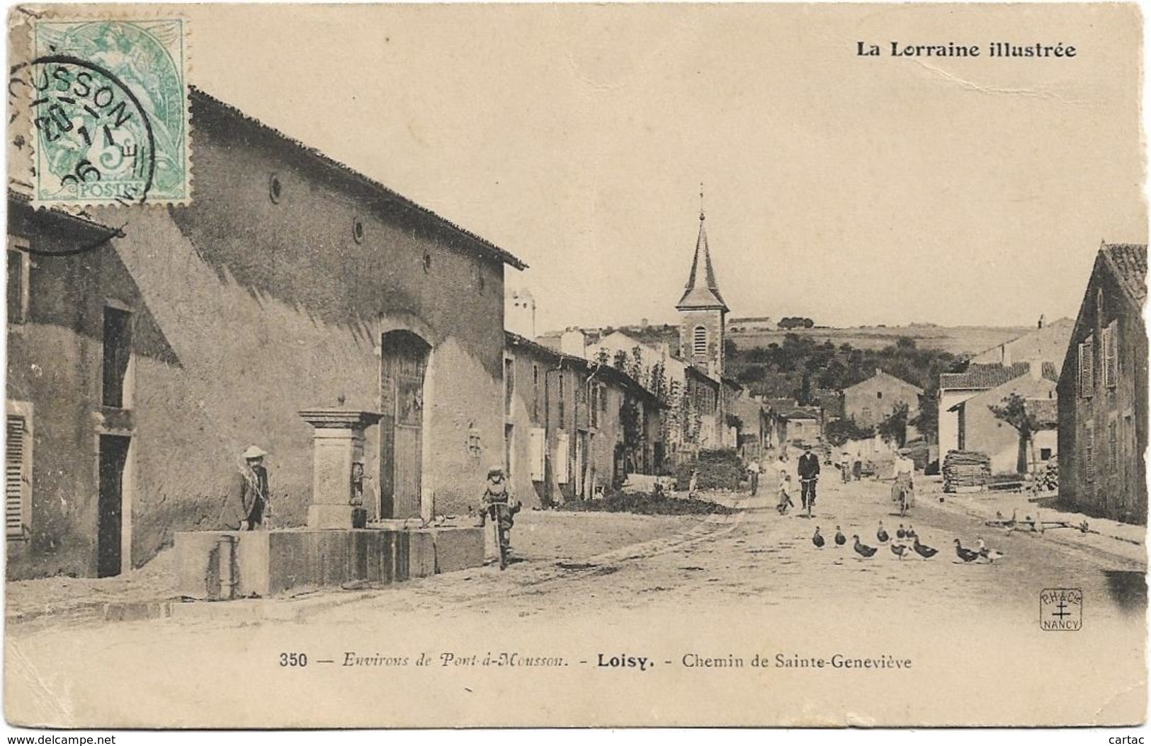 D54 - LOISY - CHEMIN DE SAINTE GENEVIEVE - ENVIRONS DE PONT A MOUSSON-Cyclistes-Femmes-Hommes-Enfants-Canards - Autres & Non Classés