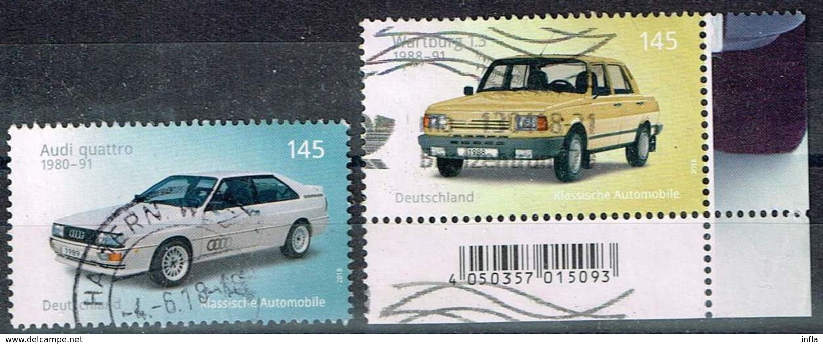 Bund 2018, Michel# 3367 - 3368 O Automobile  Audi Quatro / Wartburg 1.3 - Used Stamps