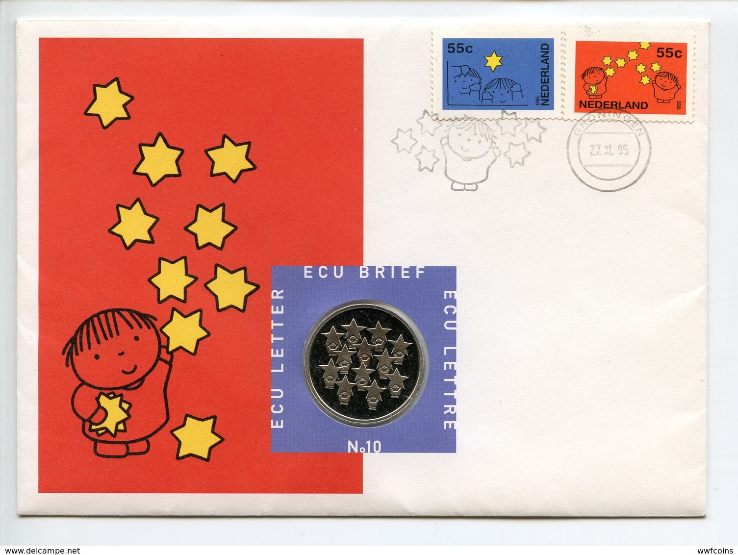 NETHERLAND COMMEMORATIVE STAMP LETTER ECU 1995 DICK BRUNA ART EURO WELKOM EUROPE UNION  (1) - Collezioni