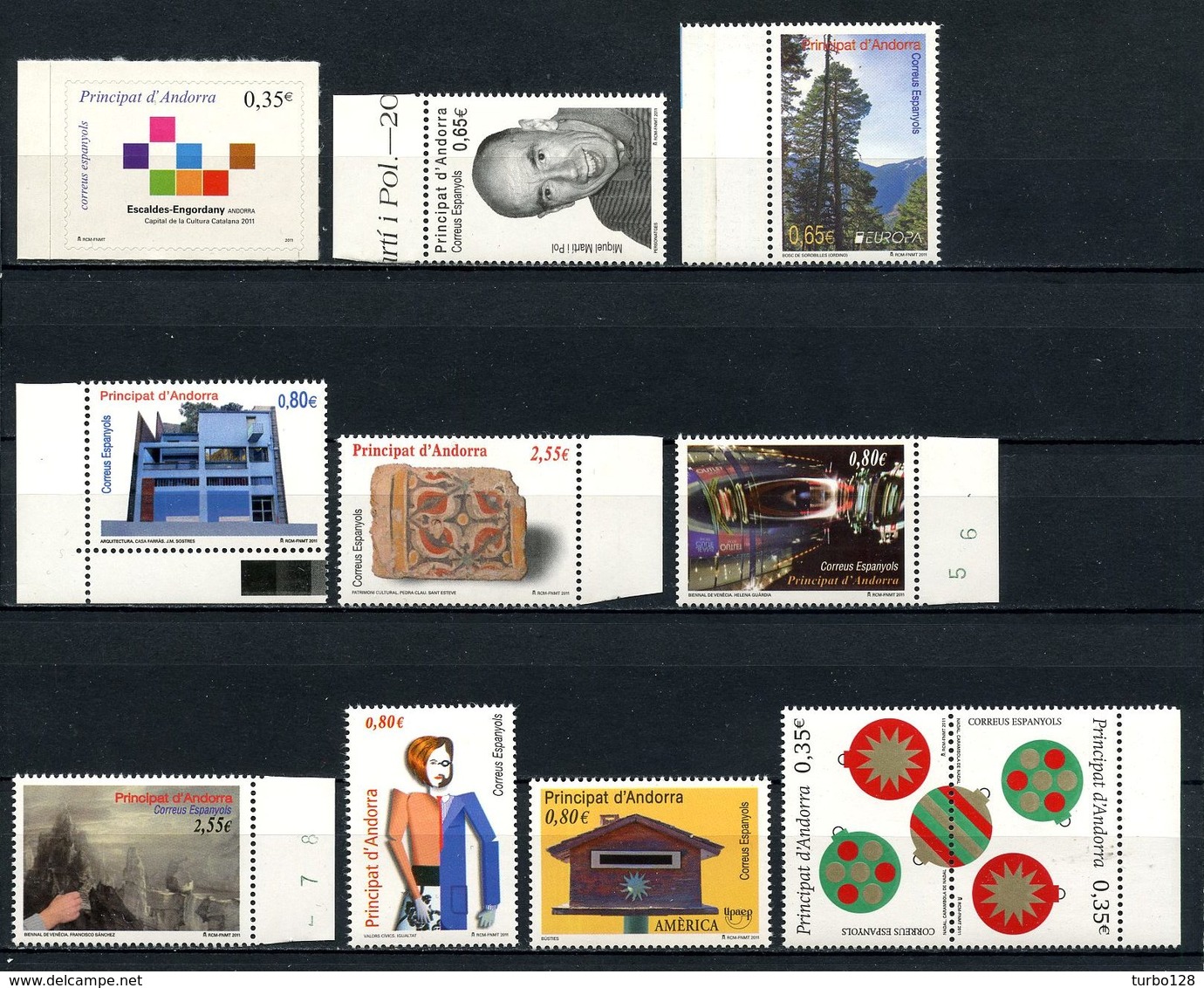 ANDORRE ESPAGNE Année 2011 Complète N° 367/376 ** 376 Paire Neufs MNH Luxe C 42,10 € Jahrgang Ano Completo Full Year - Unused Stamps