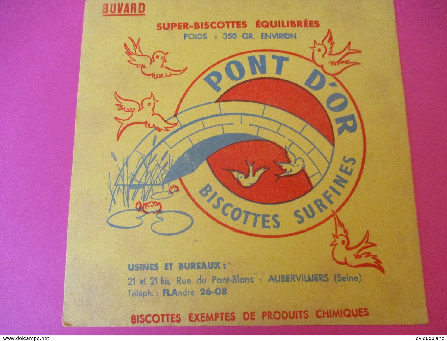 Buvard/Pont D'Or / Biscottes Surfines / AUBERVILLIERS / (SEINE)/Vers 1940-1960         BUV379 - Bizcochos