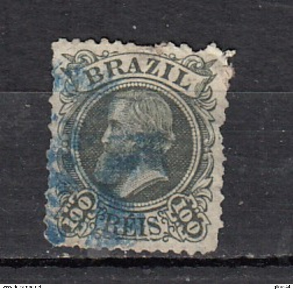 Brésil  Empereur Pedro II   YT N° 49   100r Vert Gris - Oblitérés