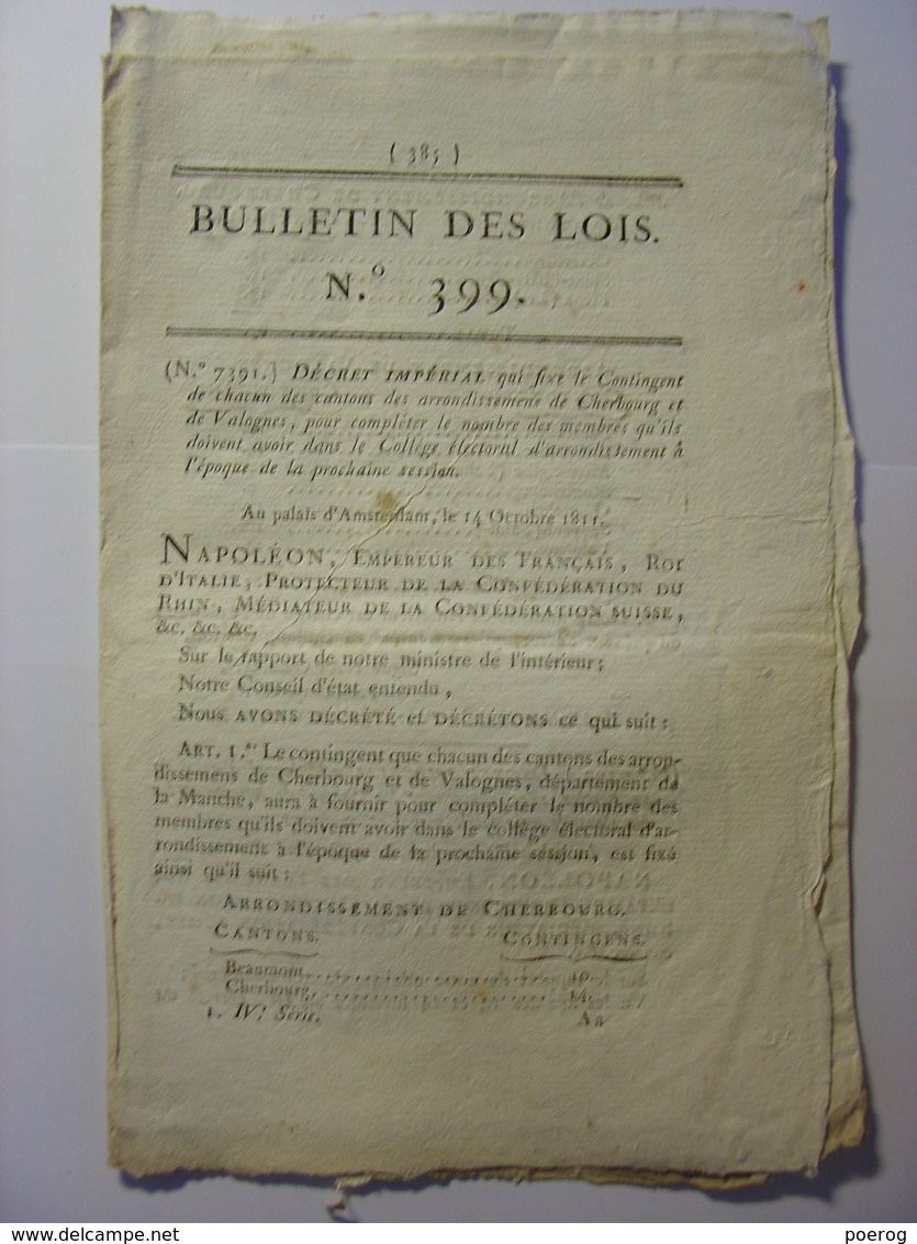 BULLETIN DES LOIS De 1811 - GENDARMERIE ITALIE - LA HAYE HOLLANDE HOLLAND PAYS BAS NETHERLANDS NIEDERLANDE NIEDERLAND - Décrets & Lois