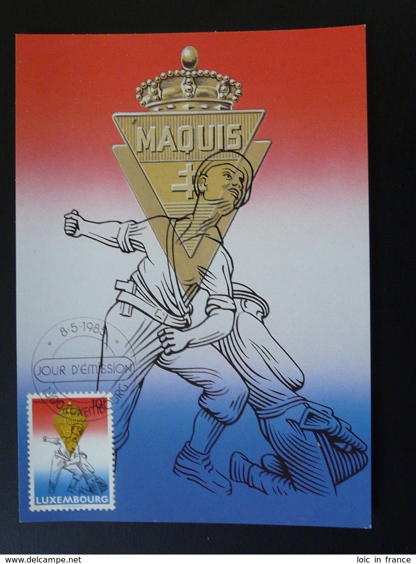 Carte Maximum Card Résistance Maquis Maquisards Luxembourg 1985 - Maximumkaarten