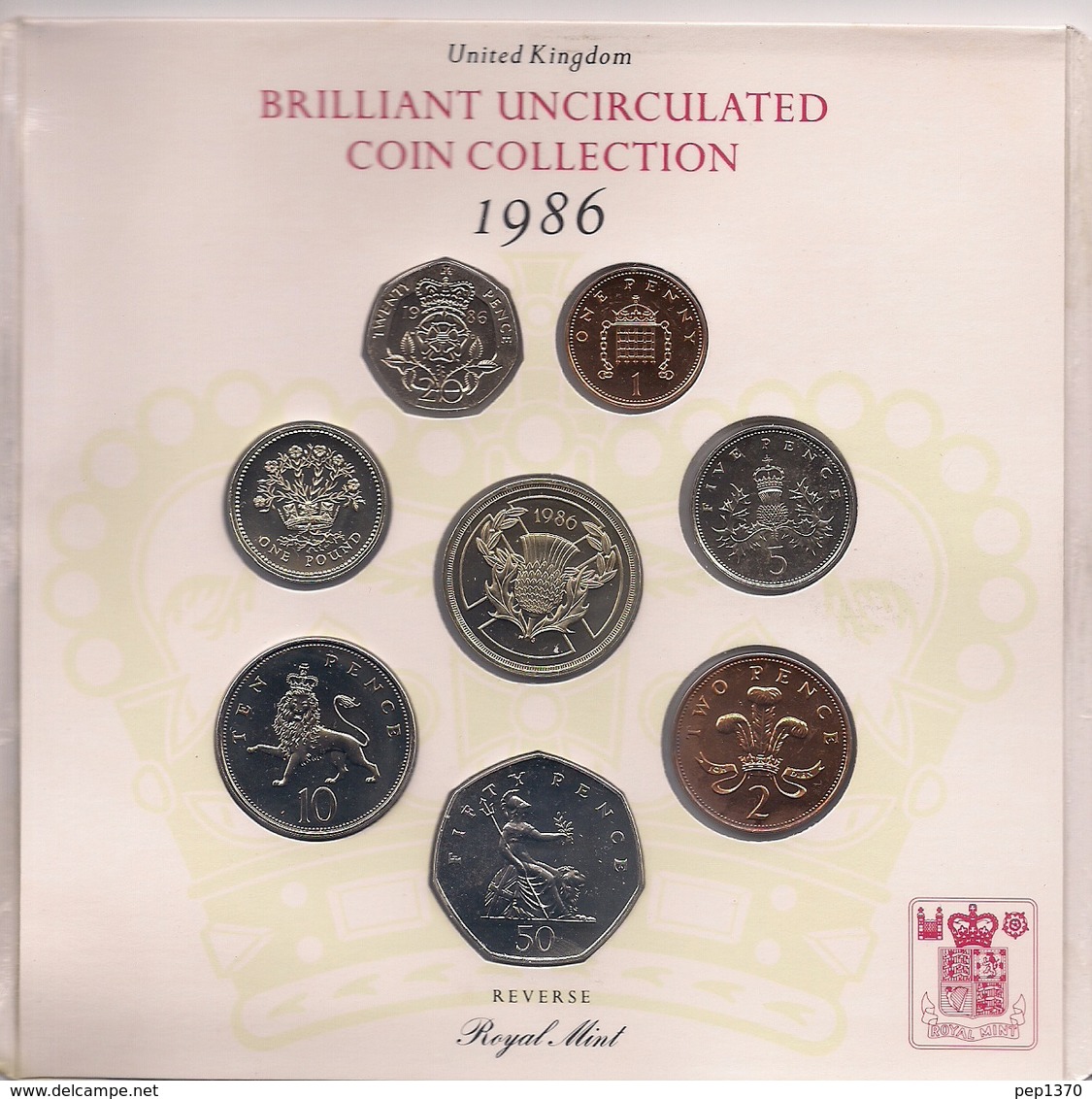 REINO UNIDO 1986 - BRILLIANT UNCIRCULATED COIN COLLECTION - 8 COINS IN A OFFICIAL BLISTER - Mint Sets & Proof Sets