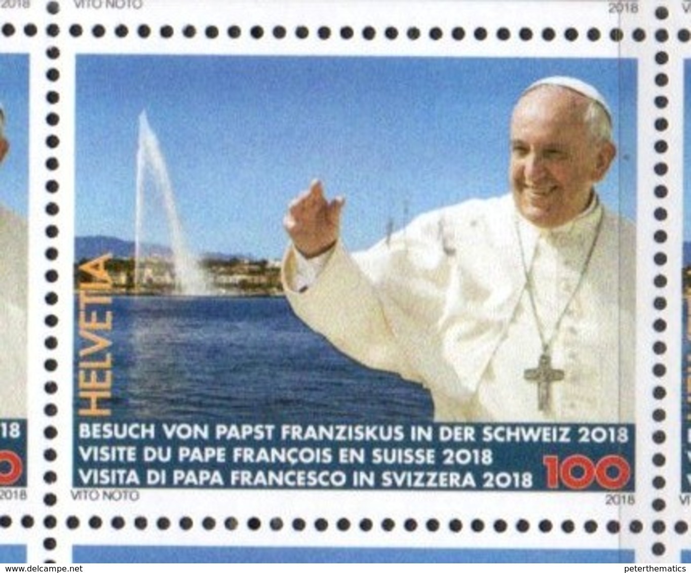 SWITZERLAND, 2018, MNH, POPES, POPE FRANCIS, VISIT TO SWITZERLAND, GENEVA , FOUNTAINS, 1v - Popes