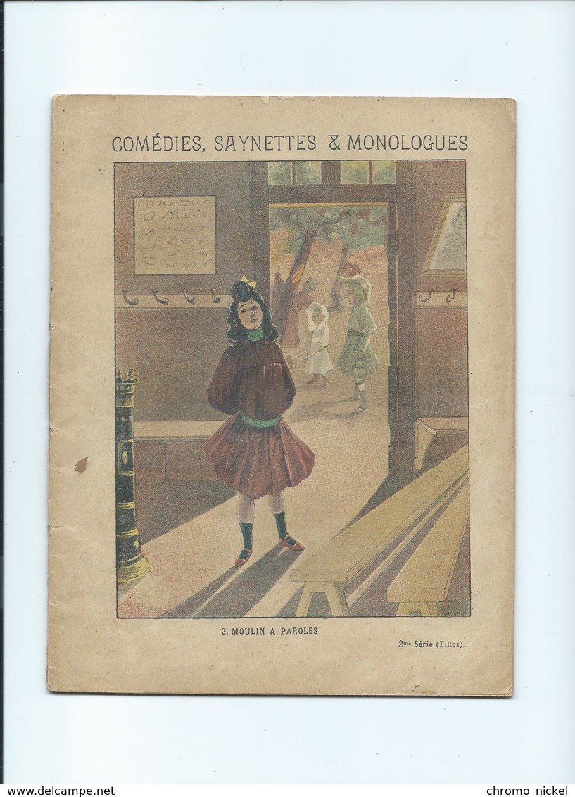 1901 Comédies Saynettes Moulin à Paroles Cahier Bien Complet Couverture Protège-cahier 225 X 175 Mm 5 Scans - Protège-cahiers