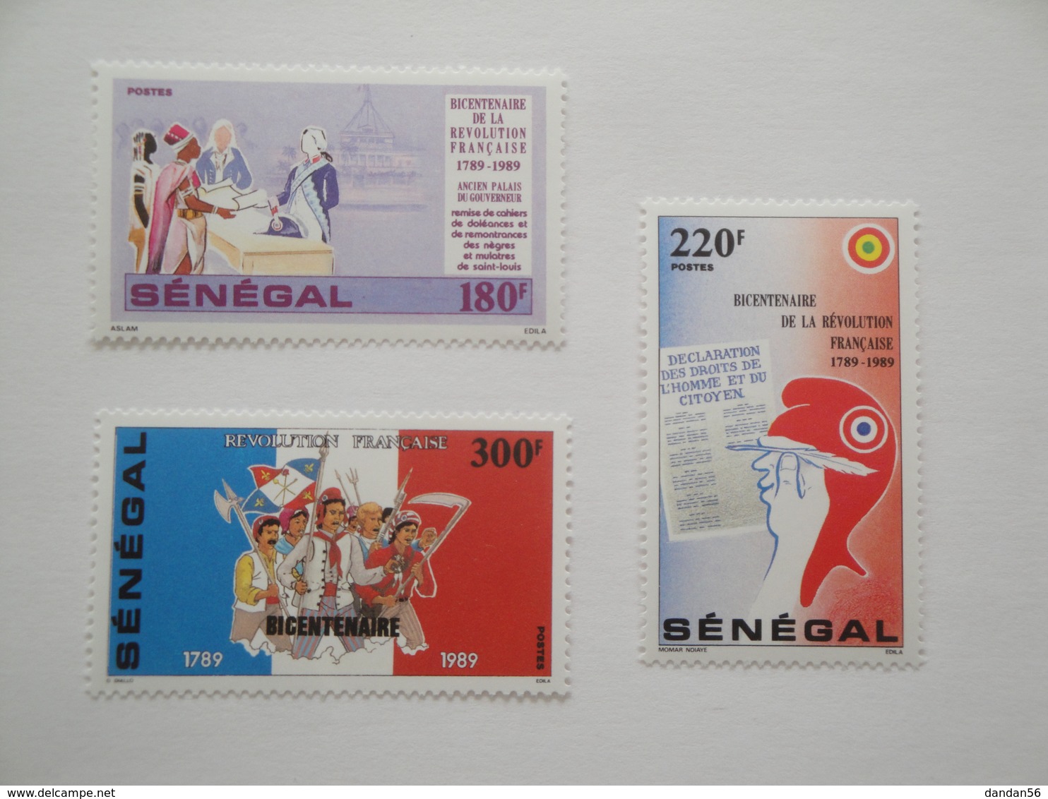 1989 Sénégal Yv 797/9 ** MNH French Revolution Française Cote 9.50 € Michel 1015/7 Scott 814/6 - Sénégal (1960-...)