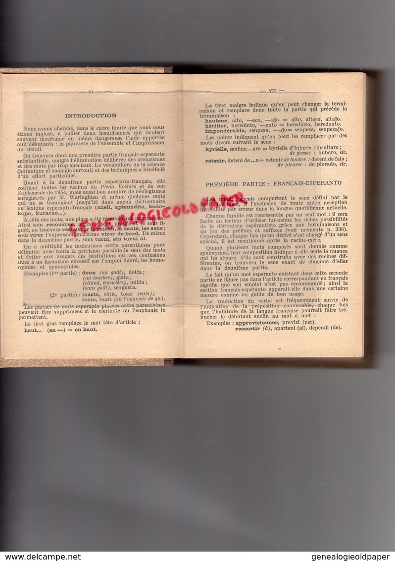DICTIONNAIRE PRATIQUE D' ESPERANTO-FRANCAIS - PARIS SAT AMIKARO-1959 - Woordenboeken