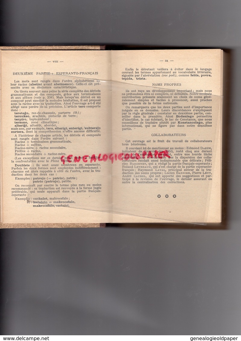 DICTIONNAIRE PRATIQUE D' ESPERANTO-FRANCAIS - PARIS SAT AMIKARO-1959 - Dictionnaires