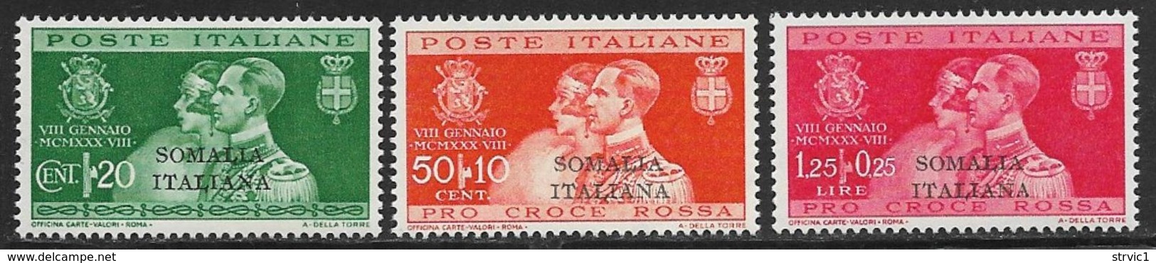 Somalia Scott # 111-3 Mint Hinged Italy Royal Wedding Issue Stamps Overprinted, 1930 - Somalia