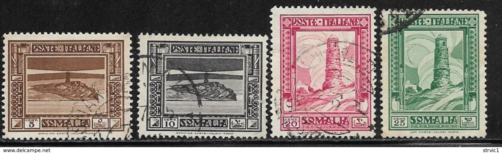 Somalia Scott # 138a,140a,142a,143a Used Lighthouse, Tower1934-7 - Somalia