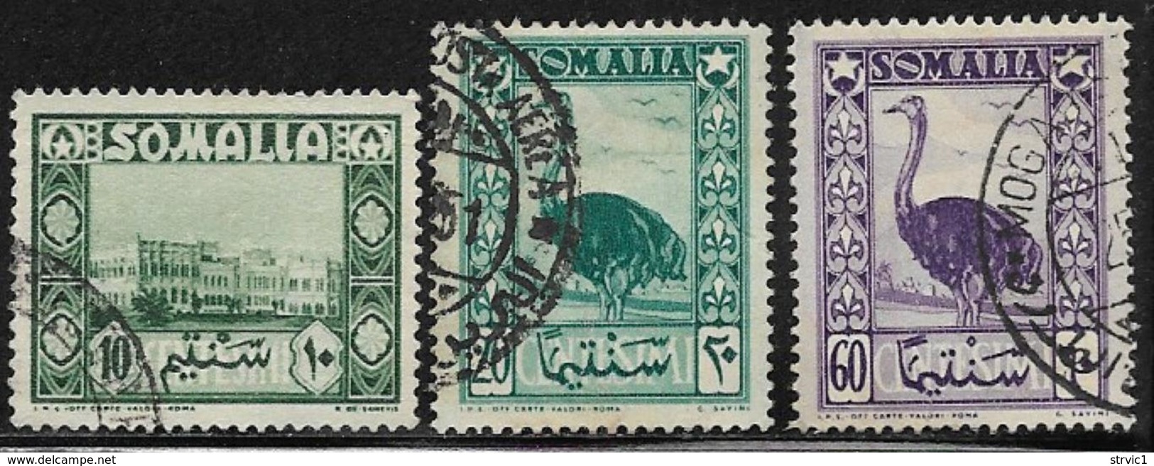 Somalia Scott # 174-5,178 Used Palace, Ostrich, 1950 - Somalia