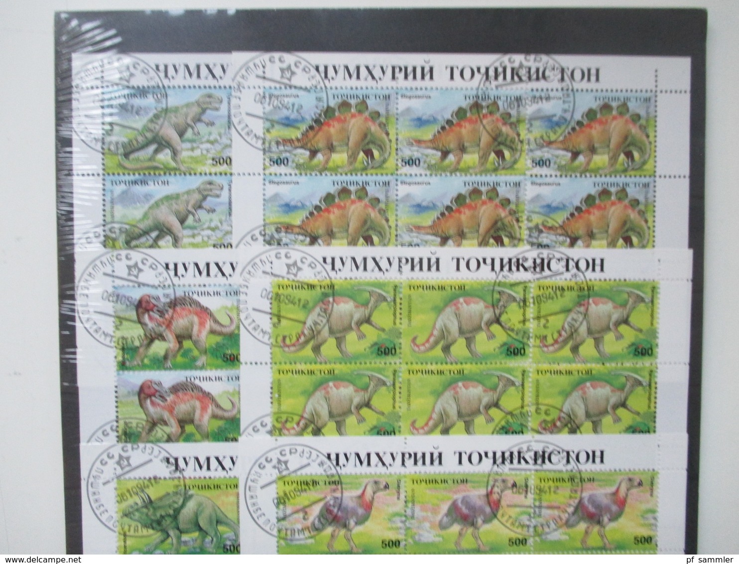 Tadschikistan Blocks / KLB Und Ein ZD Block Motiv Dinosaurier Stegosaurus / Tyrannosaurus Usw. Gstempelt - Prehistorics