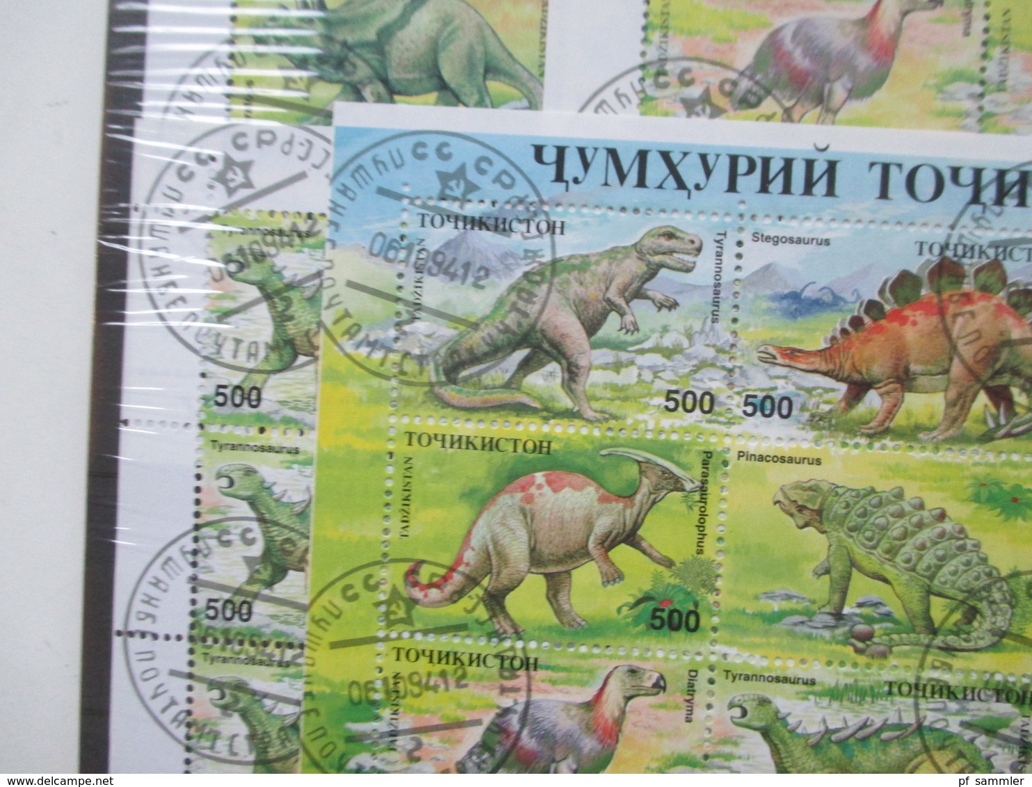 Tadschikistan Blocks / KLB Und Ein ZD Block Motiv Dinosaurier Stegosaurus / Tyrannosaurus Usw. Gstempelt - Prehistorics