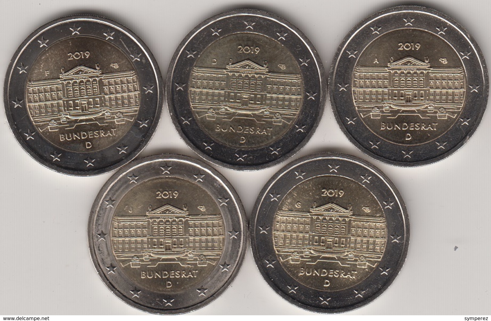 Moneda 2€ 2019 Alemania "Bundesrat" 5 Cecas - Alemania