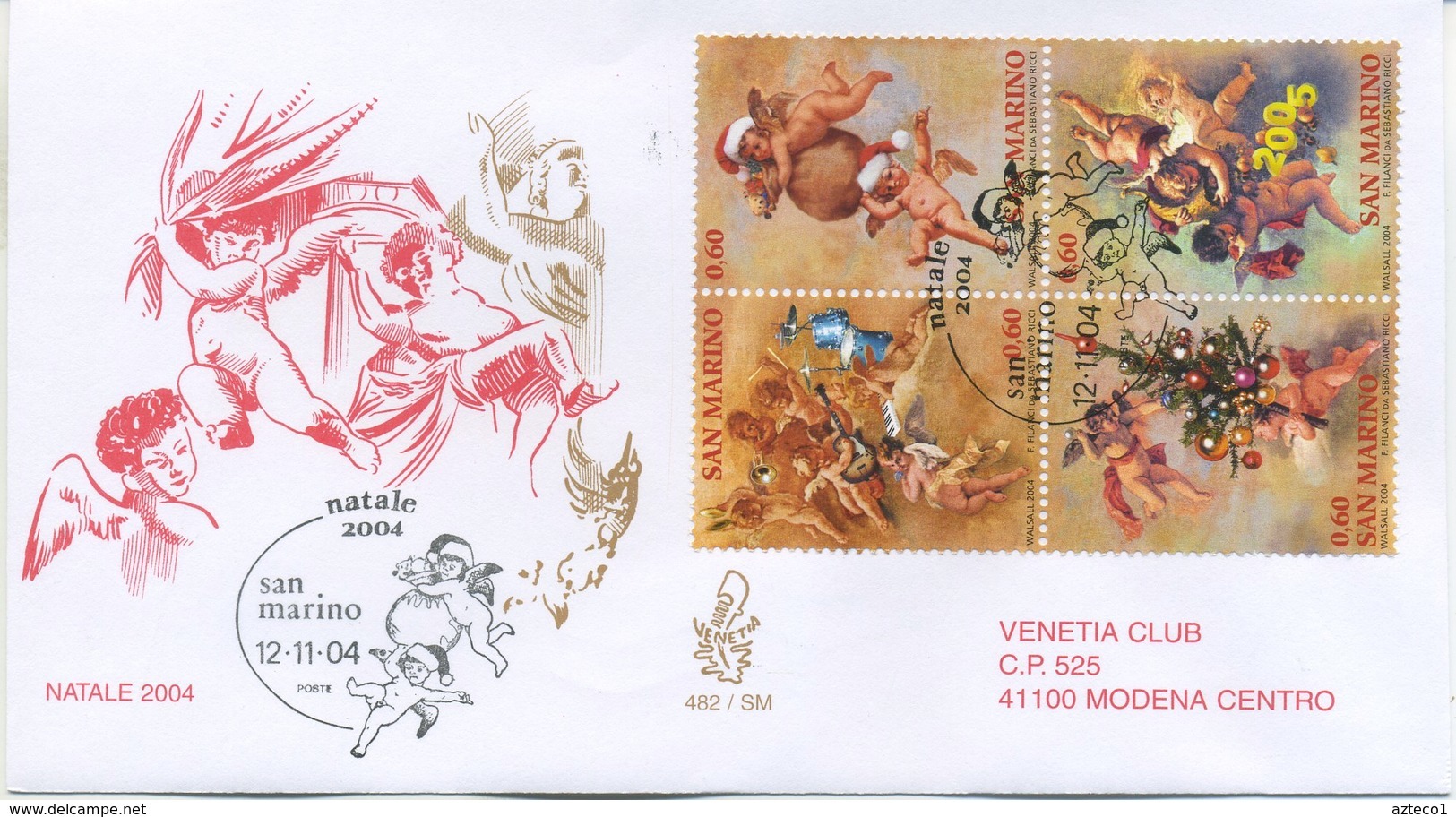 SAN MARINO - FDC VENETIA  2004 - NATALE - BLOCCO - ARTE - VIAGGIATA - FDC