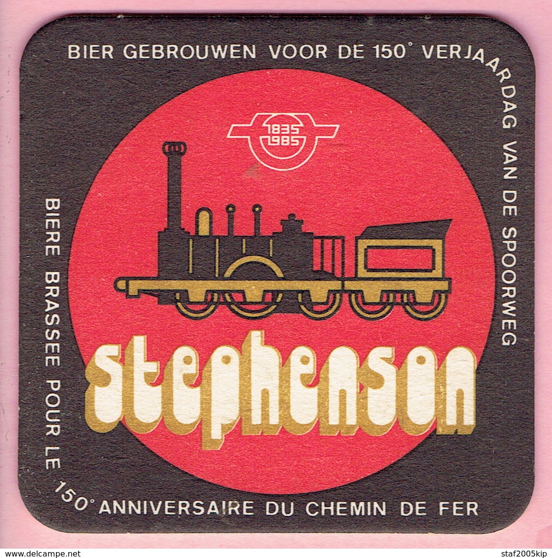 Bierviltje - Stephenson - 150° Verjaardag Spoorweg - 1835 1985 - Sous-bocks