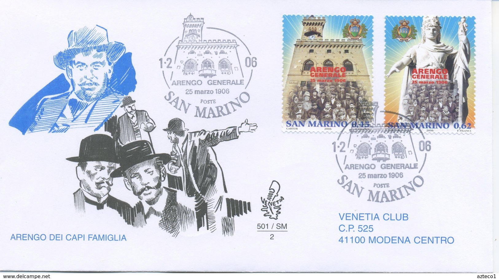 SAN MARINO - FDC VENETIA  2006 - ARENGO - VIAGGIATE - FDC