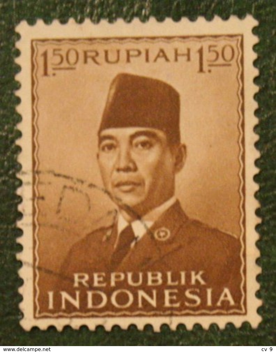 1.50 R President Sukarno (Mi 111) 1953 Used Gebruikt Oblitere Indonesie / Indonesien / Indonesia - Indonesien