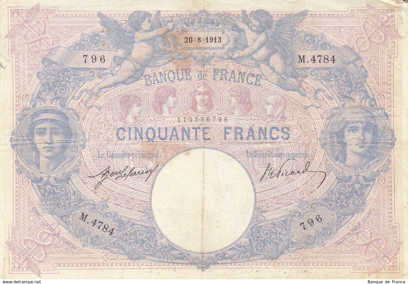 Billet 50 F Bleu Et Rose Du 20-8-1913 FAY 14.26 Alph. M.4784 - 50 F 1889-1927 ''Bleu Et Rose''