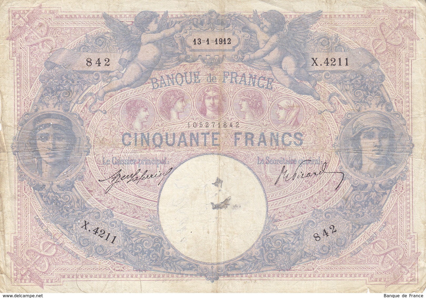 Billet 50 F Bleu Et Rose Du 13-1-1912 FAY 14.25 Alph. X.4211 - 50 F 1889-1927 ''Bleu Et Rose''