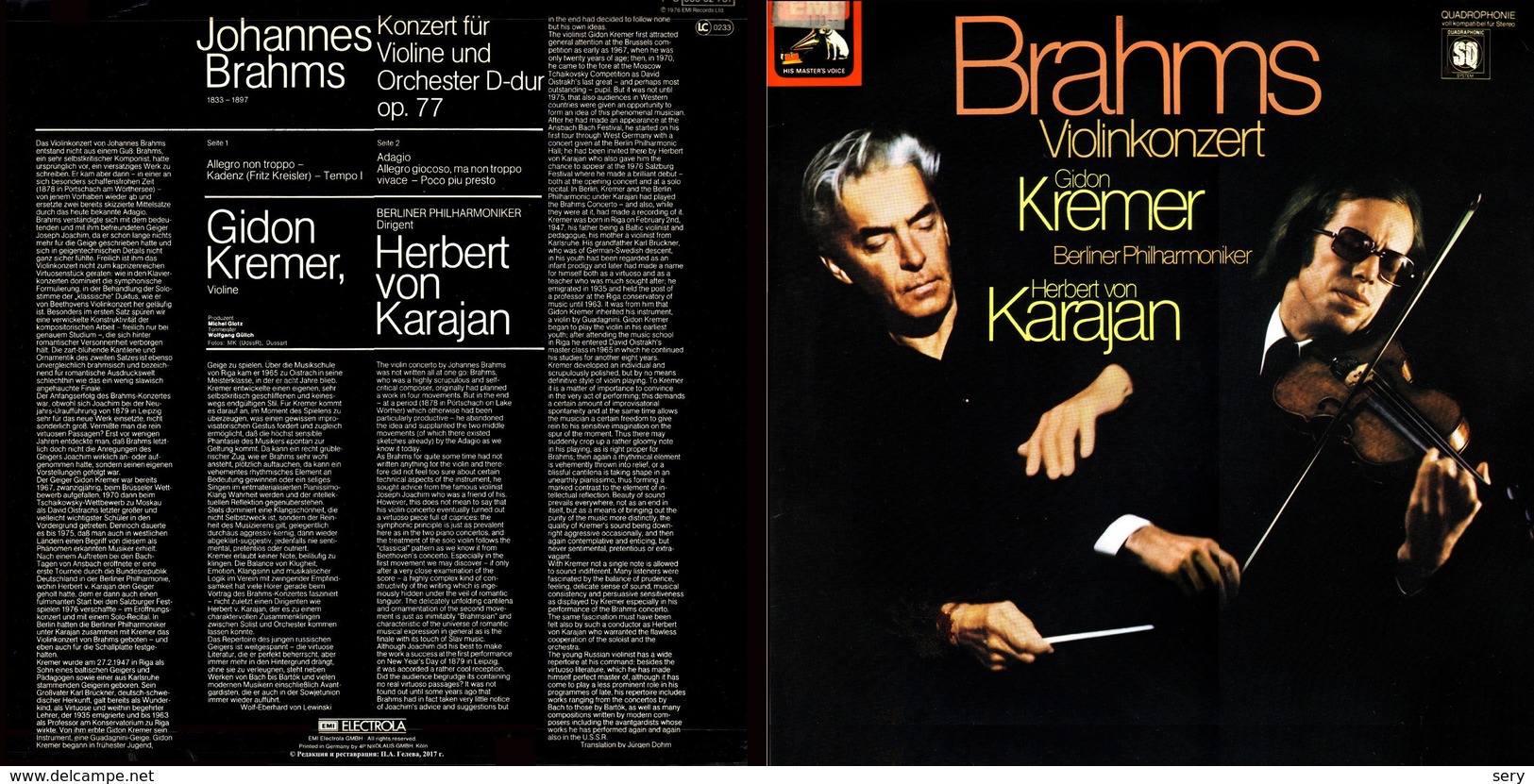 Superlimited Edition CD Gidon Kremer&H.Karajan. BRAHMS. VIOLINKONZERT. - Klassik