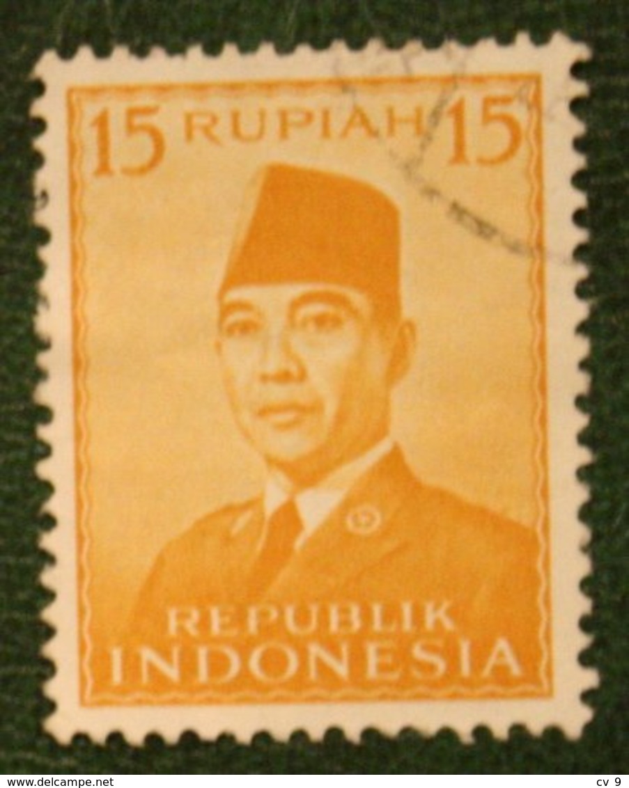 15 R President Sukarno (Mi 114) 1953 Used Gebruikt Oblitere Indonesie / Indonesien / Indonesia - Indonesien