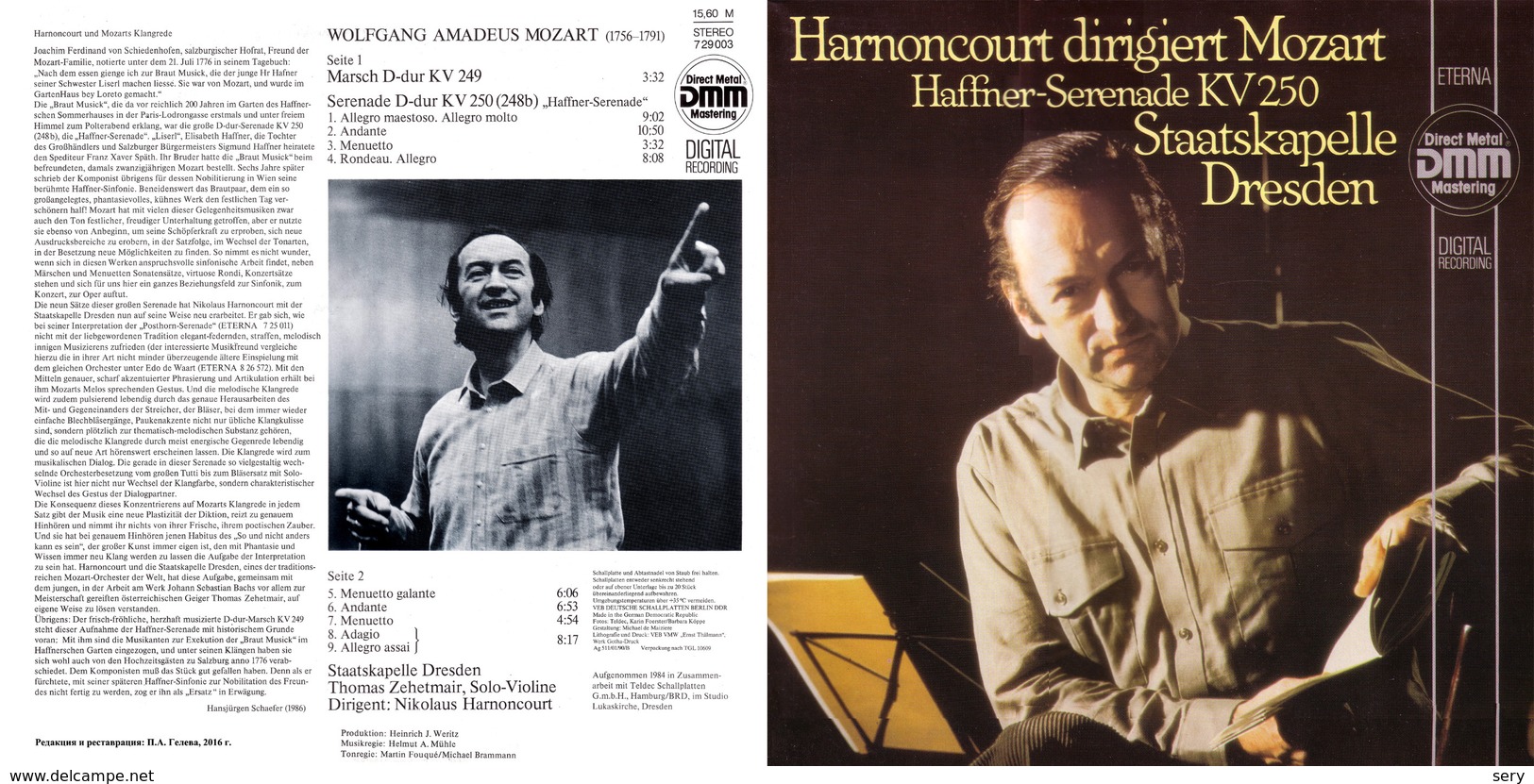 Superlimited Edition CD Nikolaus Harnoncourt&Staatskapelle Dresden. MOZART. HAFFNER-SERENADE. - Klassik