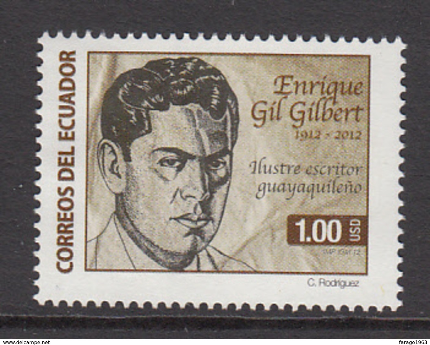 2012 Ecuador Gilbert Writer Literature Complete Set Of 1 MNH - Equateur